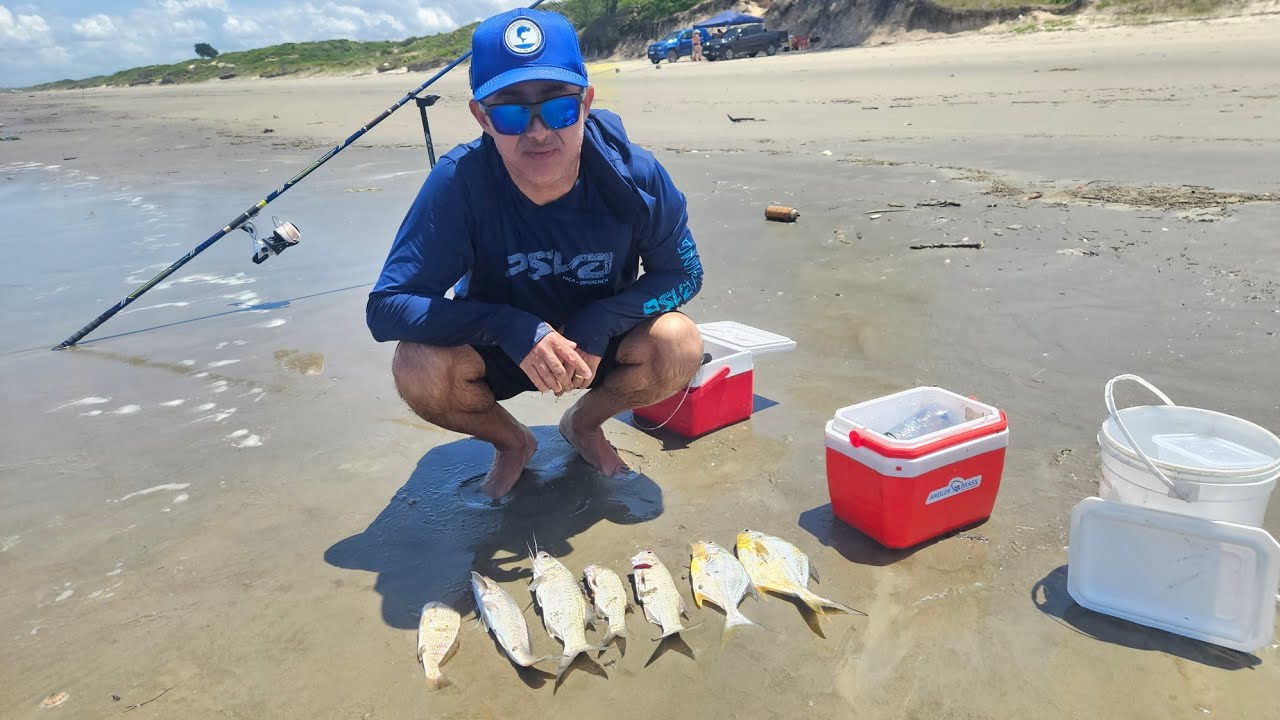 Pescaria na Praia de Pedrinhas em Ilha Comprida, Pampo, Betara, Parati, Roncador...