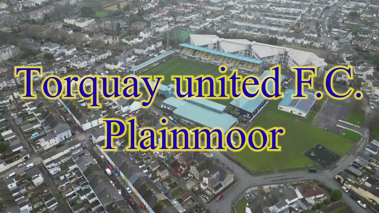 Plainmoor drone fly over the home of Torquay united