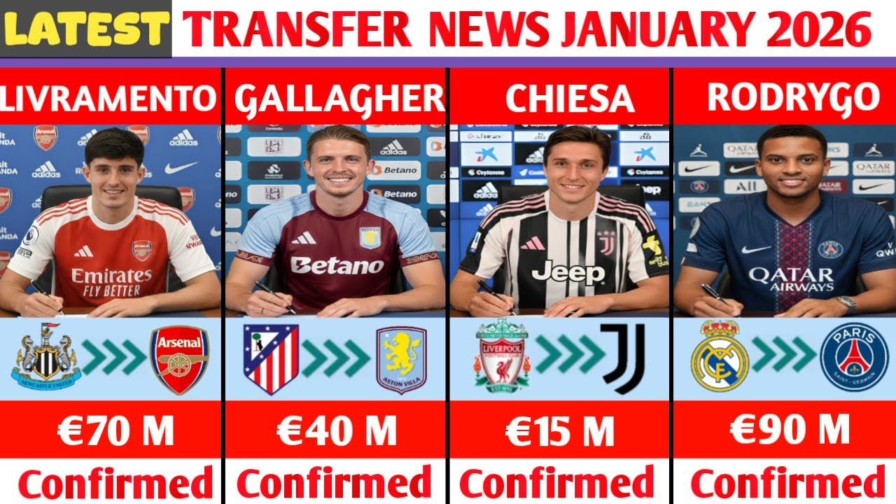 🚨 NEW CONFIRMED TRANSFERS AND RUMOURS JANUARY 2026😱🔥LIVRAMENTO TO ARSENAL,GALLAGHER TO ASTONVILLA