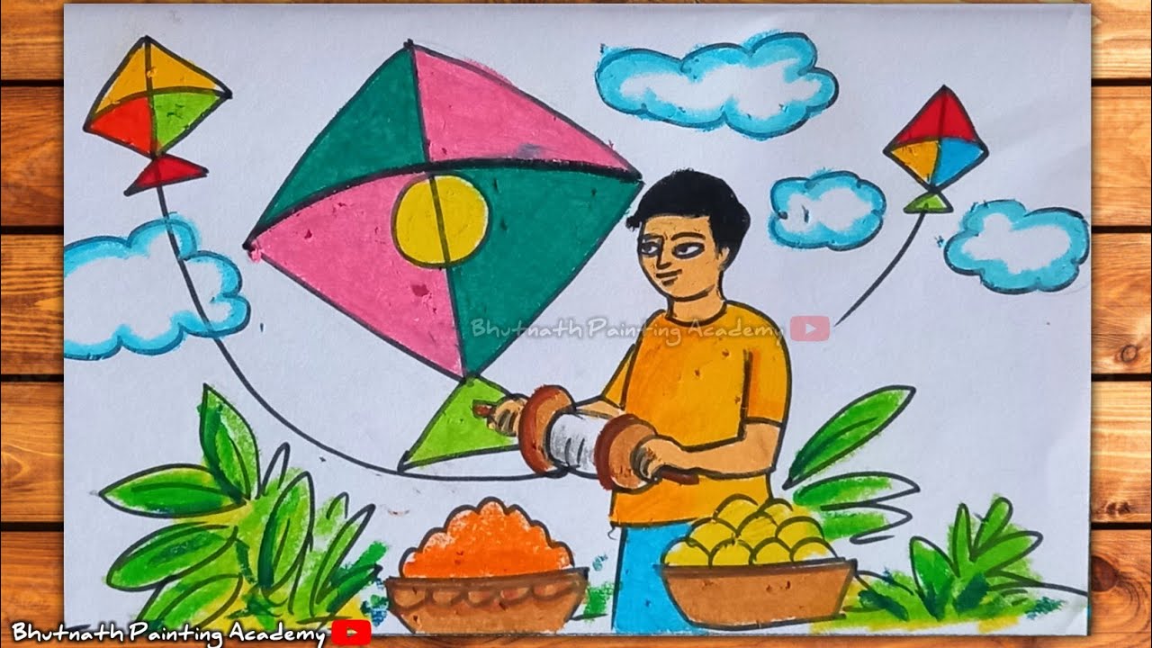 Makar Sankranti drawing beautiful