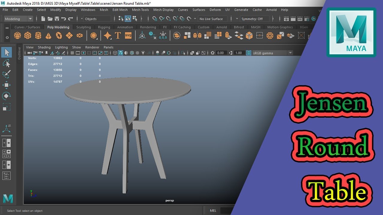 How to Modeling Jensen Round Table in Maya 2018