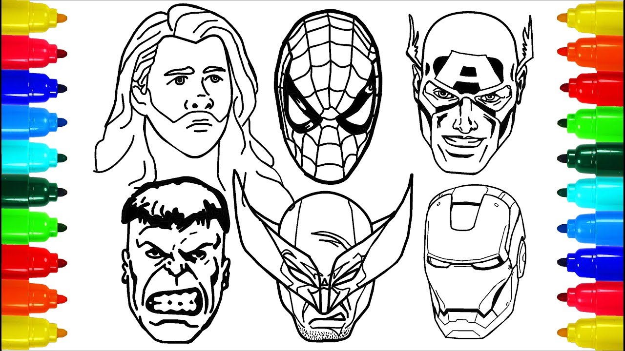 Spiderman Iron Man Wolverine  Thor Coloring Pages | Colouring Pages for Kids with Colored Markers