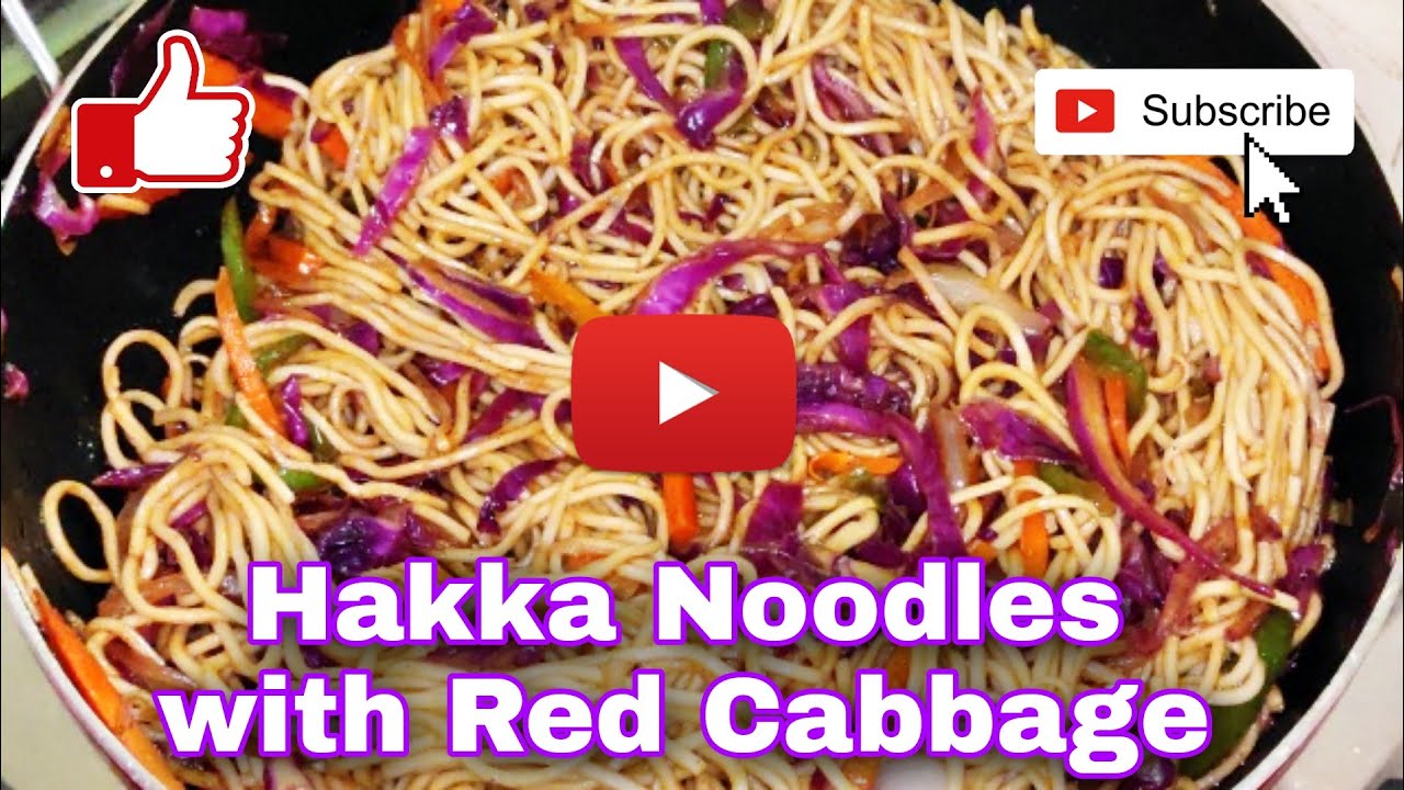 Veg Hakka Noodles with Red Cabbage | Hakka Noodles | Red Cabbage #HakkaNoodles #RedCabbage #Noodles