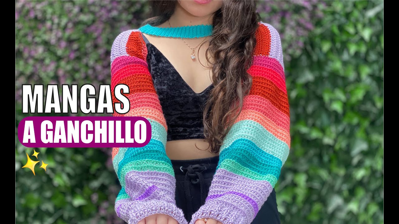💜💙💚 Cómo tejer estas Mangas en Gancho o Ganchillo | Muy Fácil y Rápido |Yo Tejo con Laura Cepeda 💜💙💚