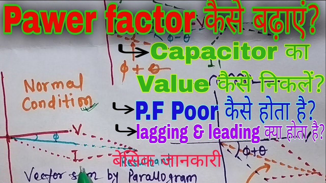 Power factor कैसे बढ़ाएं।kvar calculation।P.f correction kya hota hai।p.f improve।legging & leading।