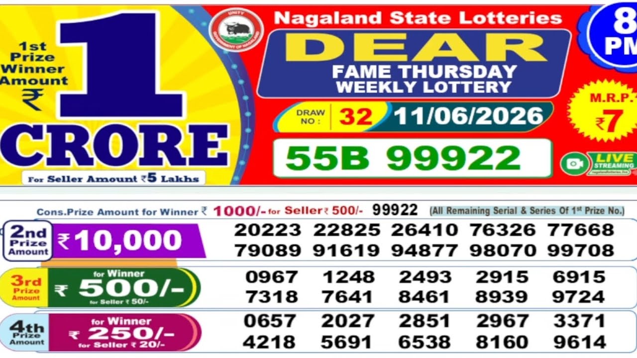 Nagaland lottery result today  8pm 11/06/2026 -  morning Nagaland night 🤑