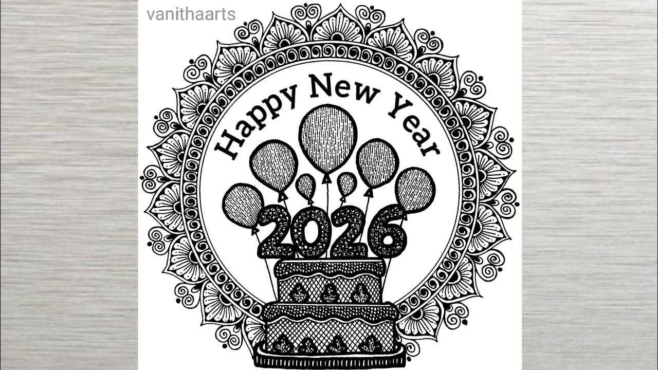 Happy New Year 2026 Mandala Art | How to draw mandala for beginners #happynewyear #vanithaarts