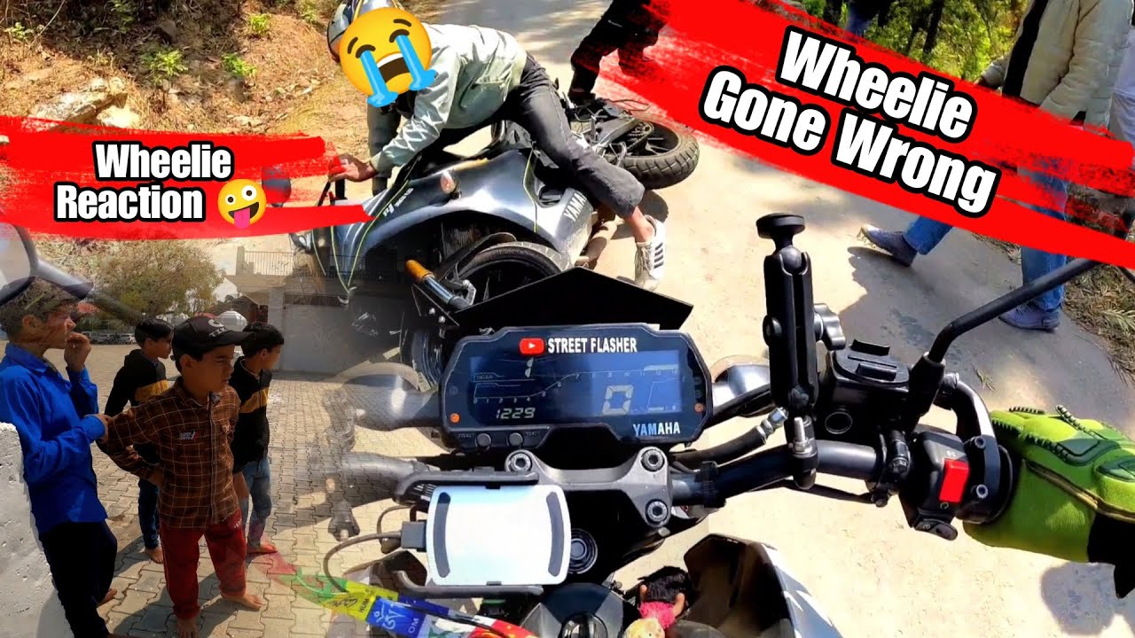 Close call | Wheelie Gone Wrong | Wheelie reaction @StreetFlasher #mt15vlogs #r15crash #r15wheelie