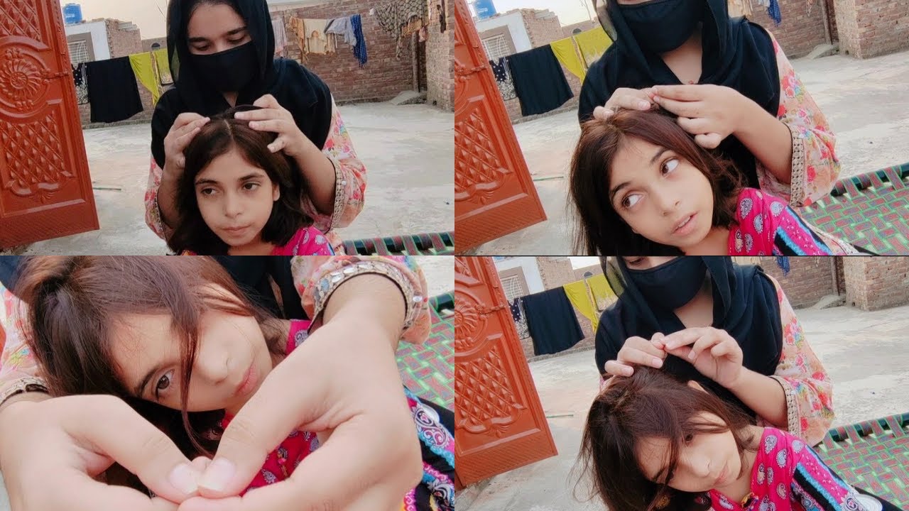 Another part of Little village girl short beautiful hair checking by Noor😁
