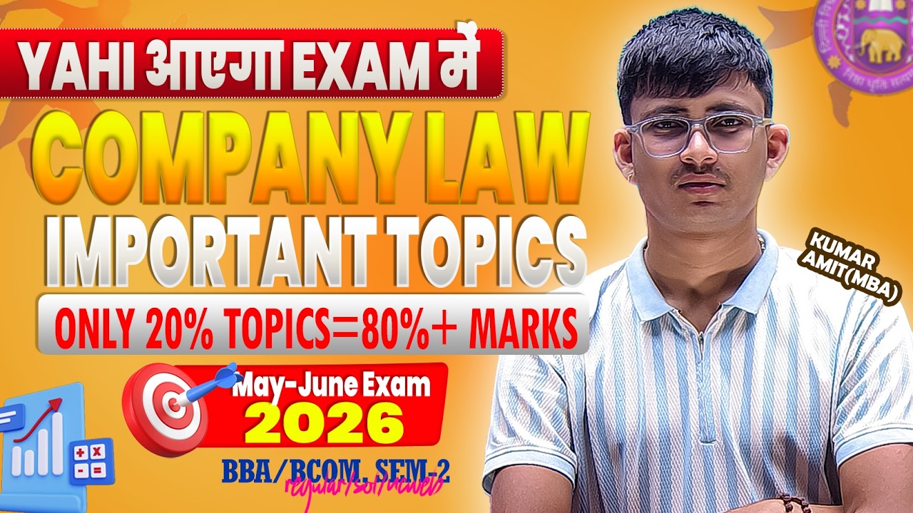 Important Topics Company Law 2026 | Most Imp Topics Company Law 2026 | BCOM, Regular/SOL/NCWEB