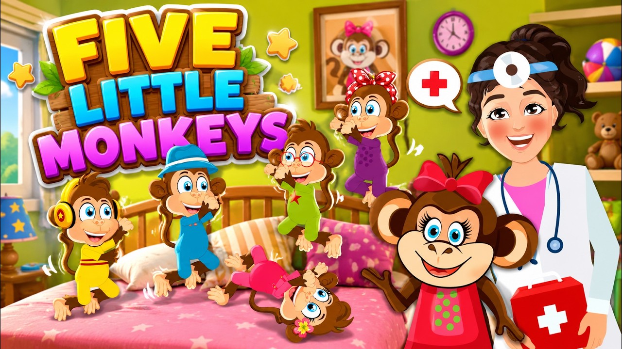 Five Little Monkeys | Animated Nursery Rhymes | Counting Brain Breaks
