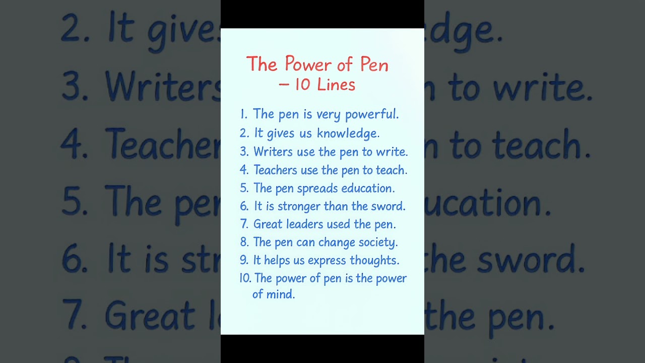 ✒️ The Power of Pen &ndash; 10 Lines Short Essay | Easy English