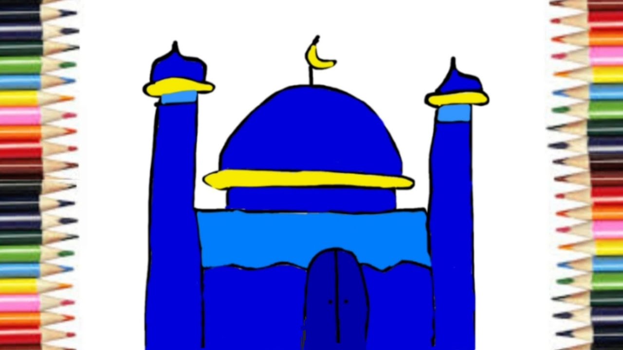 تعليم رسم سهل مسجد رمضان 🕌 خطوة بخطوة للمبتدئين 🌙Queen Art  🎨 