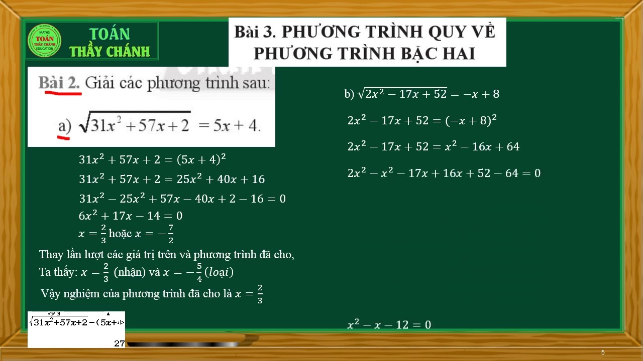 [Toán 10] Phương trình quy về phương trình bậc hai | Giải phương trình có căn | Toán Thầy Chánh