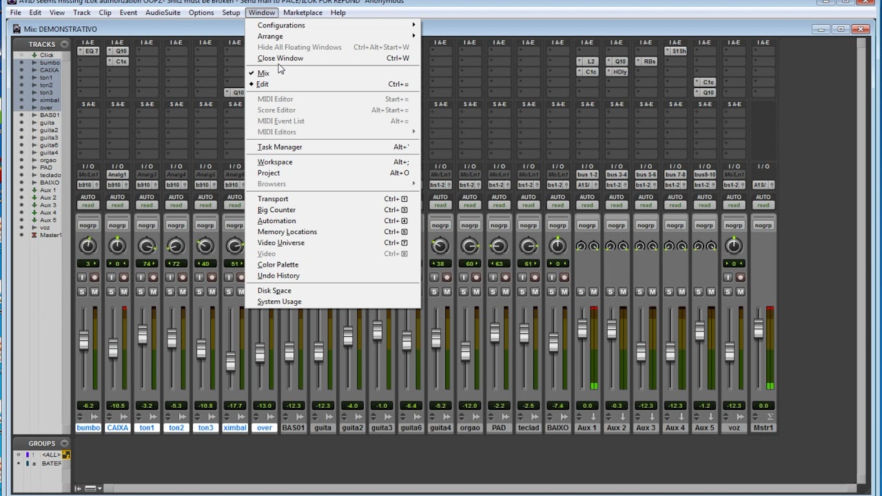 VIDEO AULA PRO TOOLS - AULA 05  CRIANDO GRUPOS