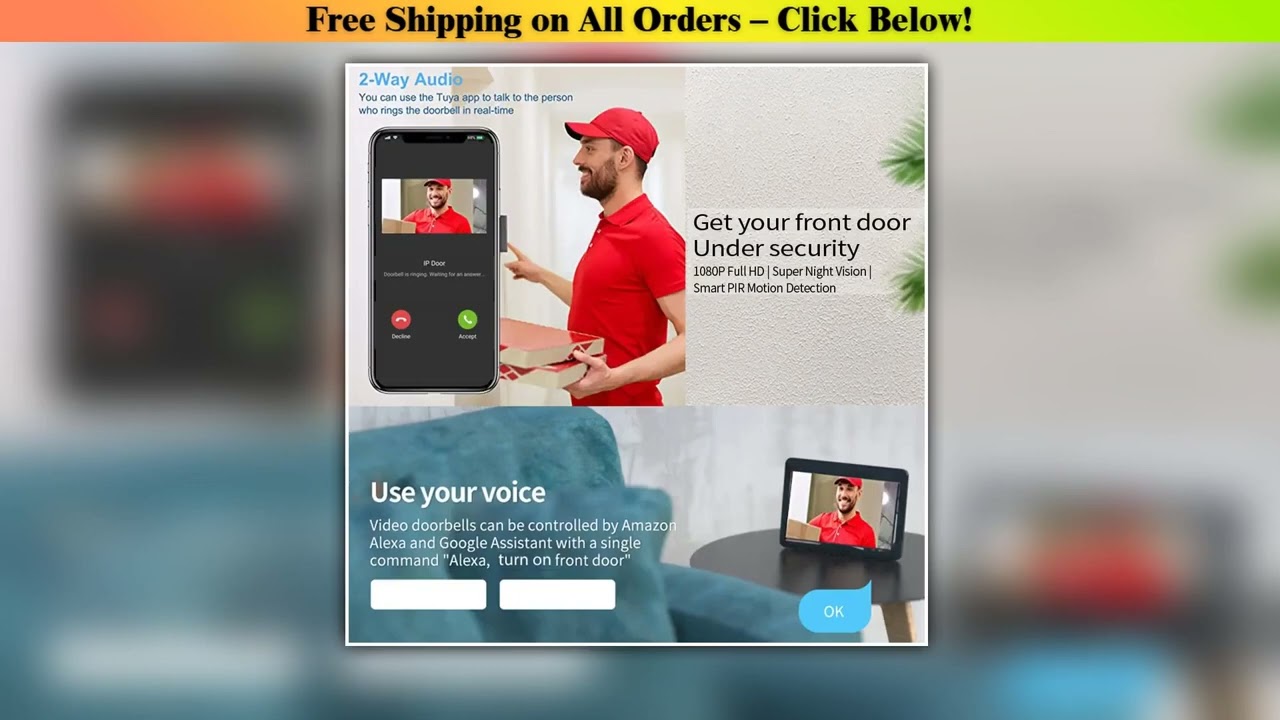 Tuya Smart Wifi Video Doorbell Home Intercom Phone 1080P RFID Wireless Door Viewer Camera Intercom