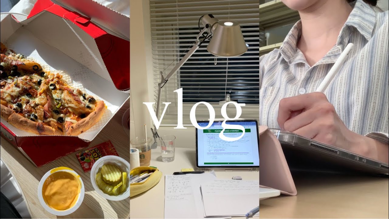 eng) vlog. 대학생 브이로그 | 7전공 중간고사 시험 기간, 벼락치기 멈춰 …⚡️, 먹고 공부하고 먹고 😋