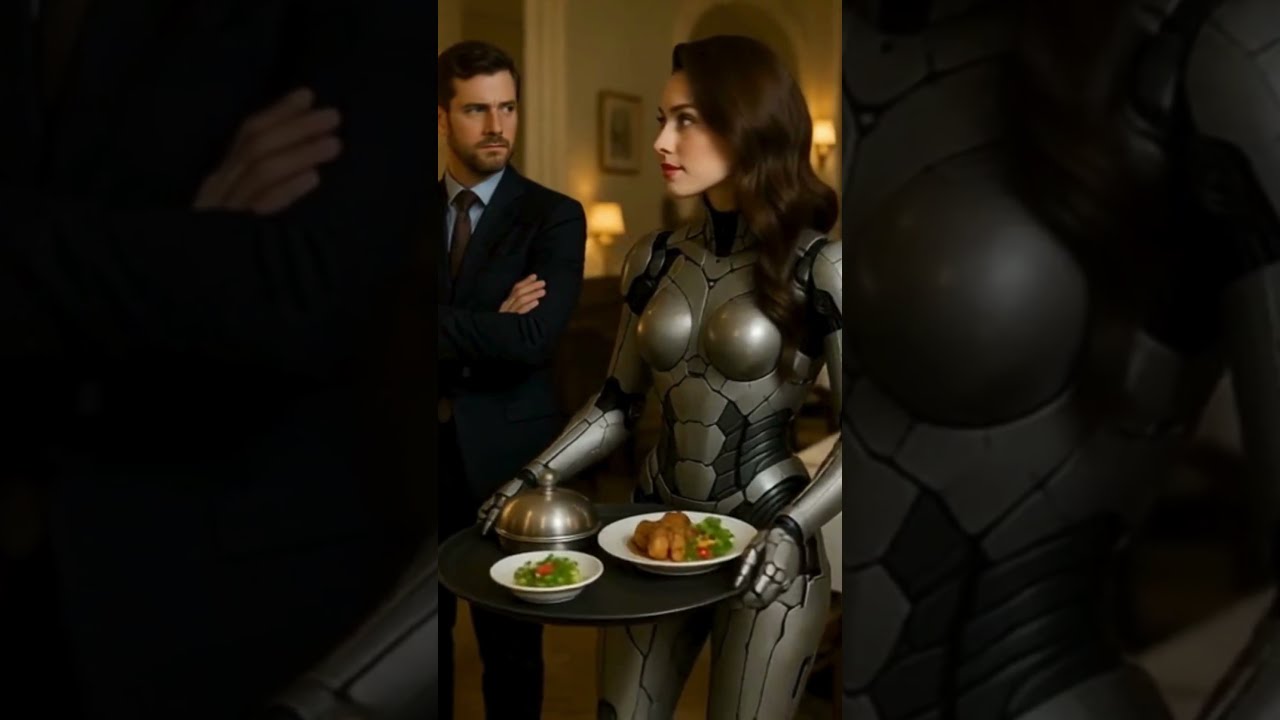 beautiful robot girl work in hotel like a human  