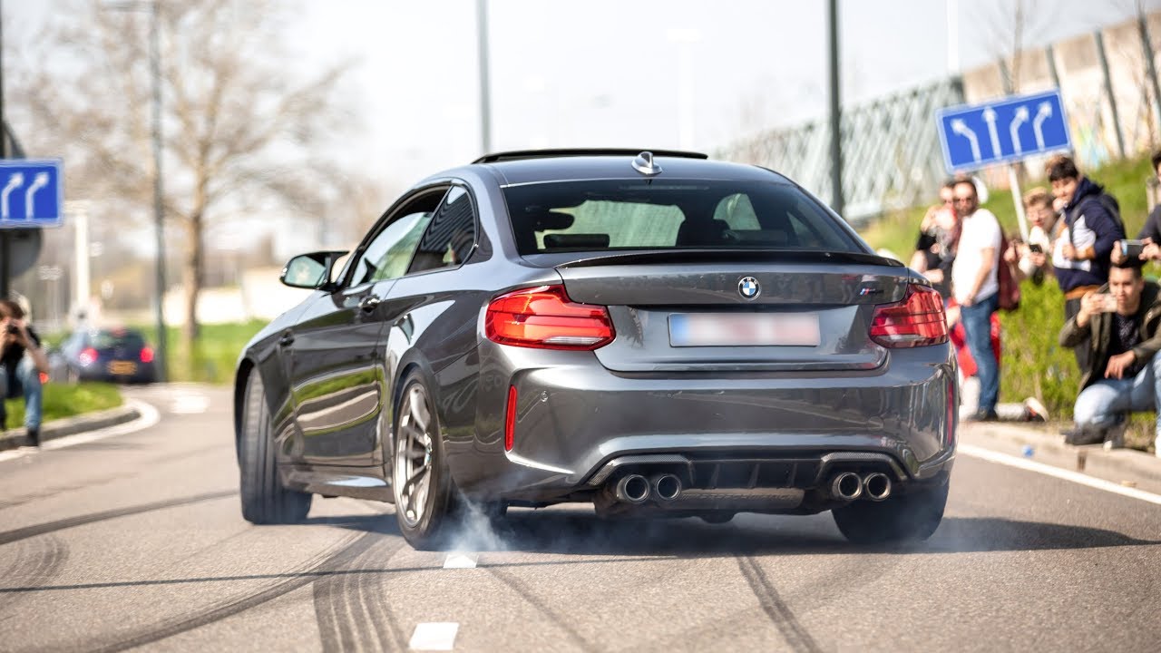 LOUD BMW M2 F87 with M Performance Exhaust - Huge Burnouts, Revs & Accelerations !
