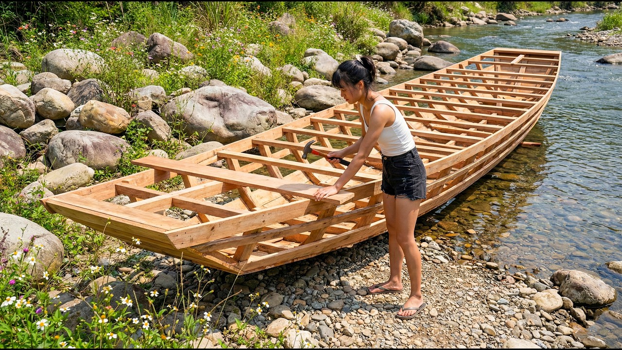 How to Build a Traditional Wooden Boat Using Many Wooden Planks , Rural Life