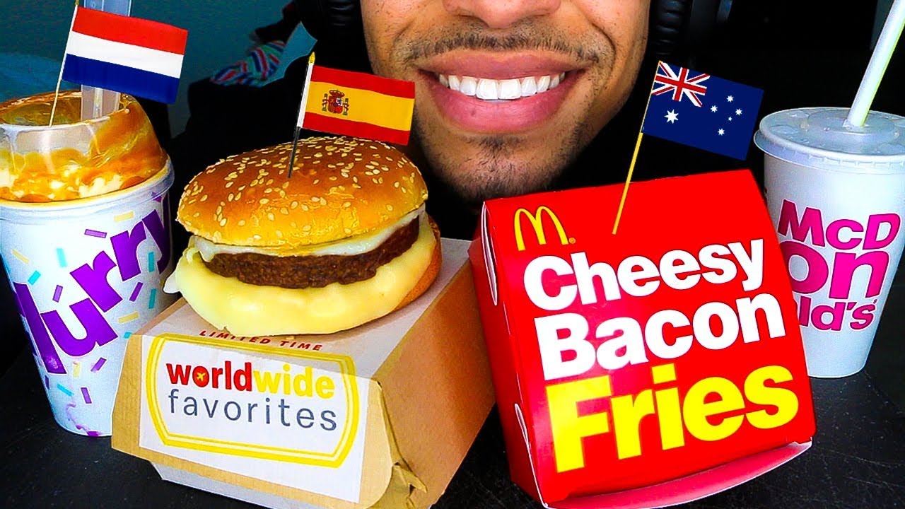 ASMR MCDONALD'S GRAND MCEXTREME BURGER SPAIN STROOPWAFEL MCFLURRY NETHERLANDS CHEESY BACON FRIES
