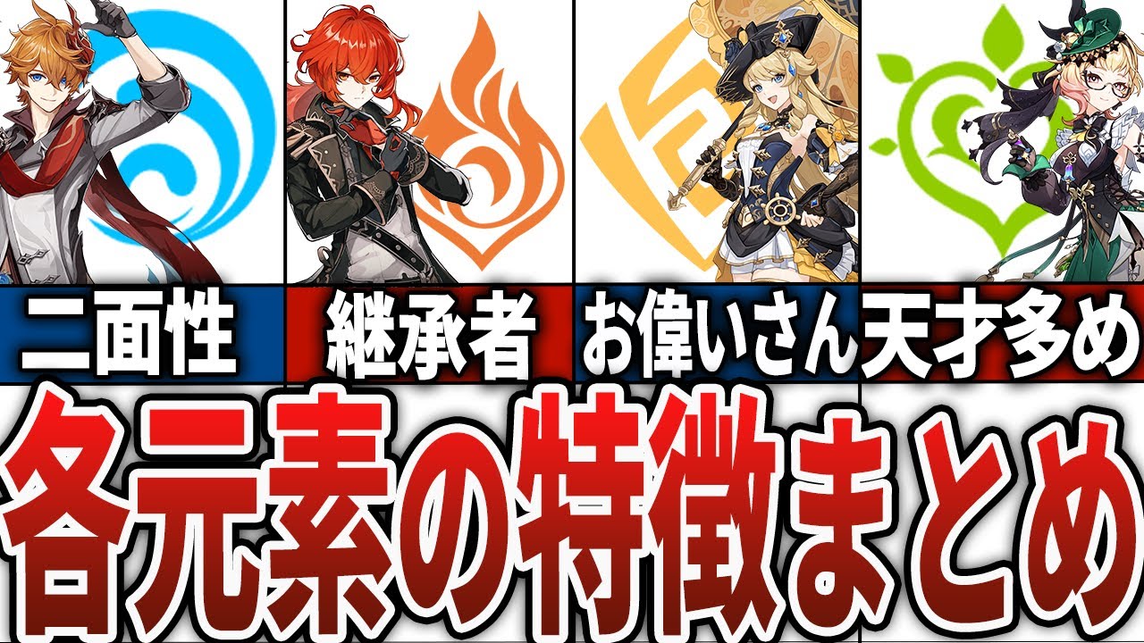 【原神】各元素が持つ代表的な特徴まとめ