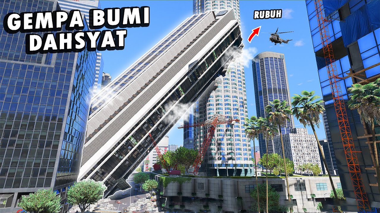 GAWAT !! Ada GEMPA BUMI TERKUAT di GTA 5 !! Aku Menyelamatkan Temanku  Yang Terjebak di Gedung !!!