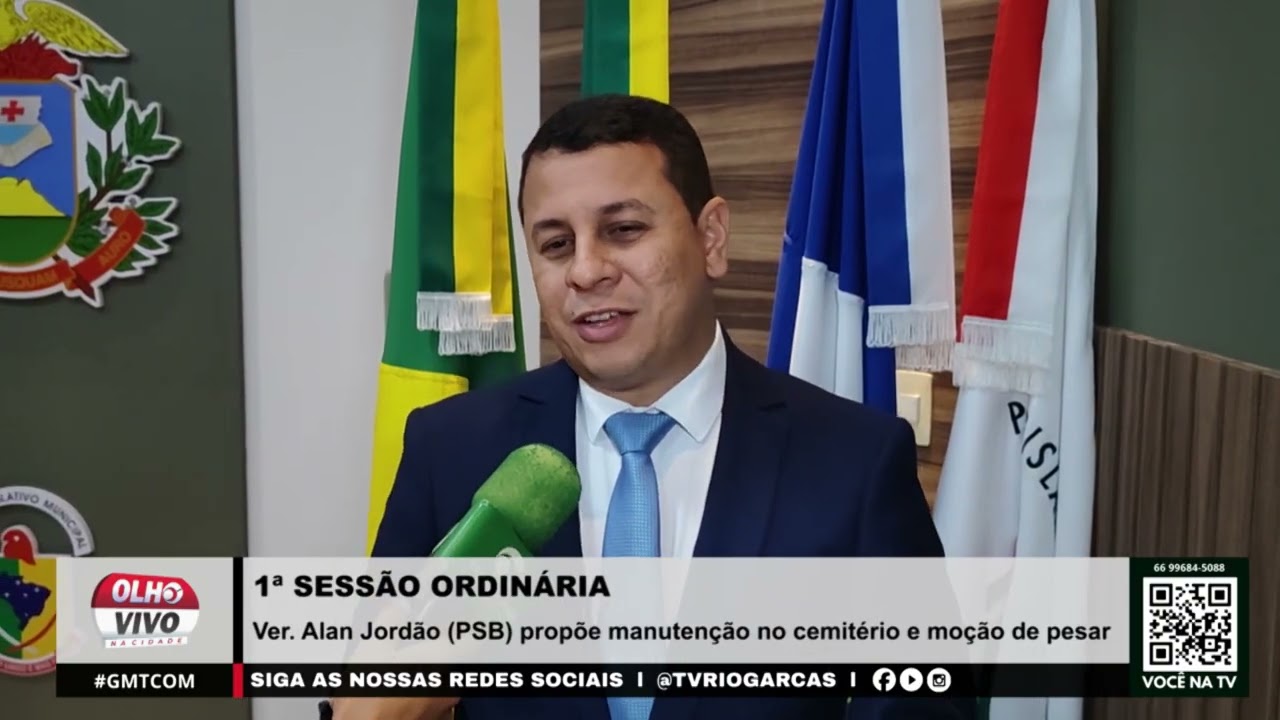 1ª SESSÃO ORDINÁRIA | Ver. Alan Jordão (PSB) propõe manutenção no cemitério e moção de pesar