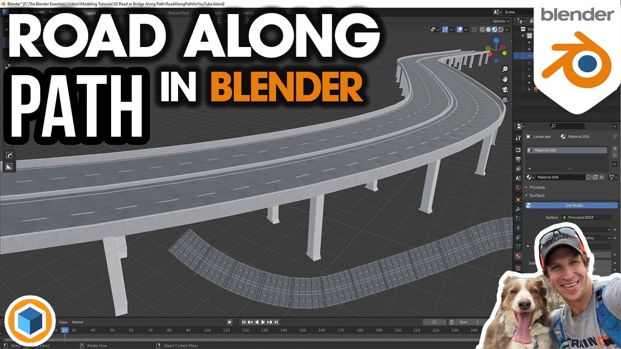 How to Model a Road or Highway ALONG A PATH in Blender!