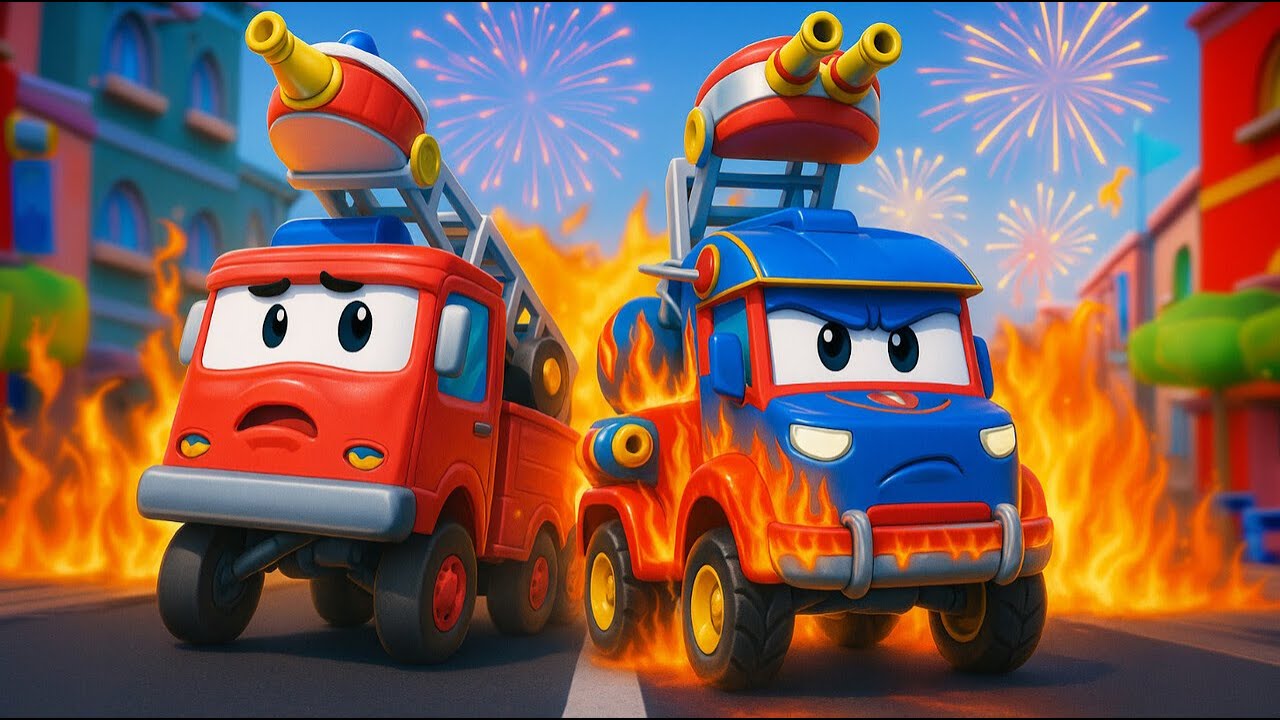 Brand in Car City: Wie heeft het gedaan? Brandweer Truck Reddings Team | Super Truck