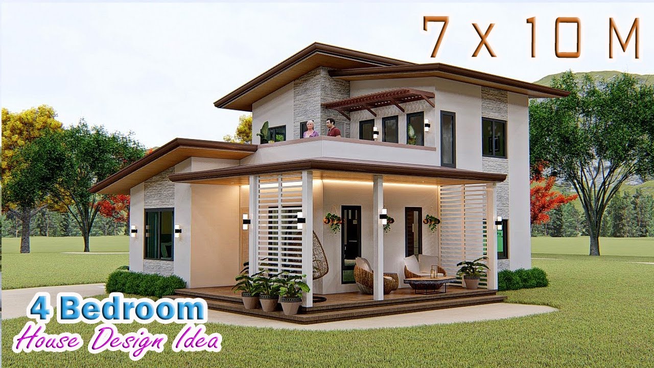 Small House Design | 7 x 10 Meters | 4 Bedroom | Simple Life in a Farmhouse