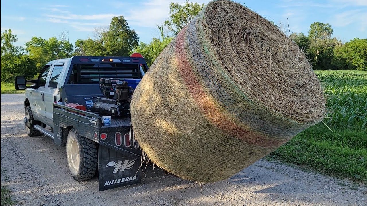 Homemade DIY pickup truck bale spear bale mover