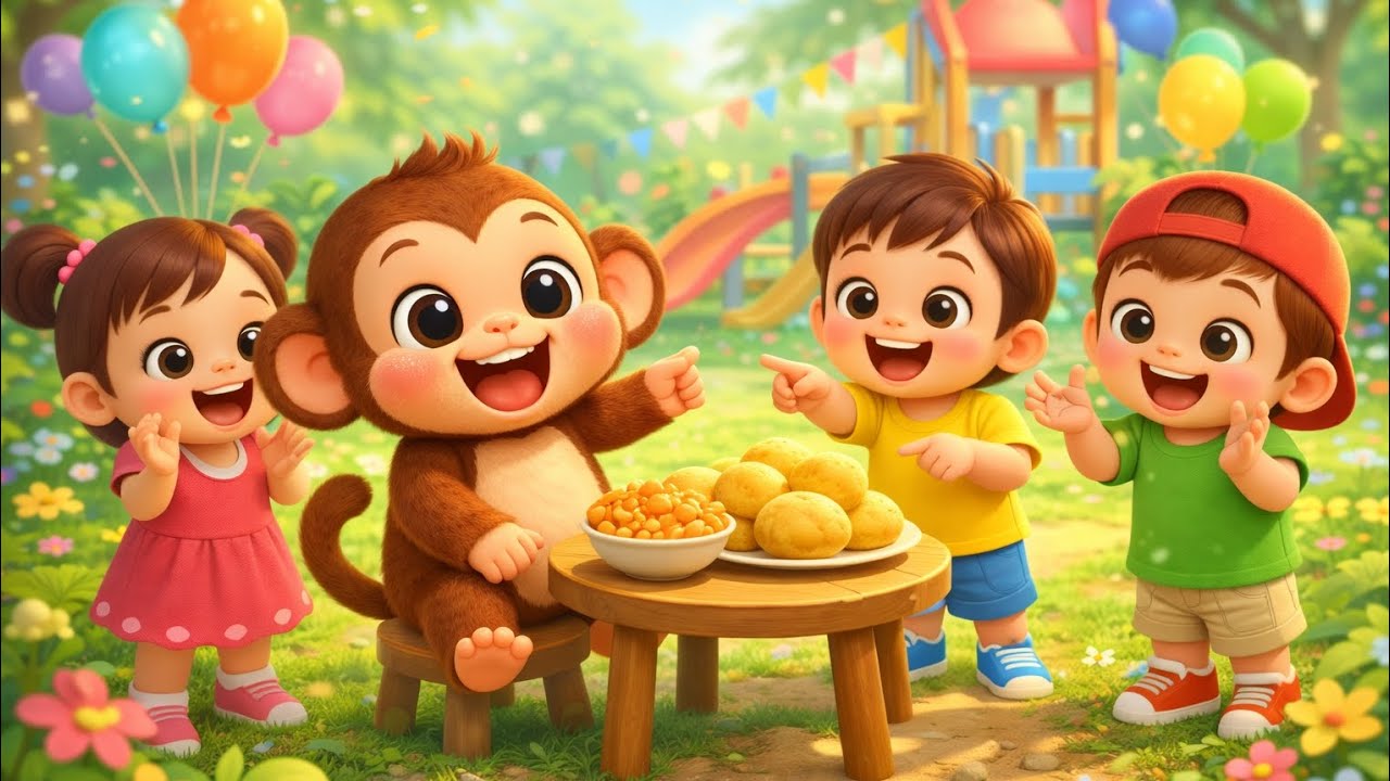 Bandar Mama Kahan Chale 🐒🎒 | Halua Puri Song | Fun Kids Dance Rhyme | Hindi Rhymes
