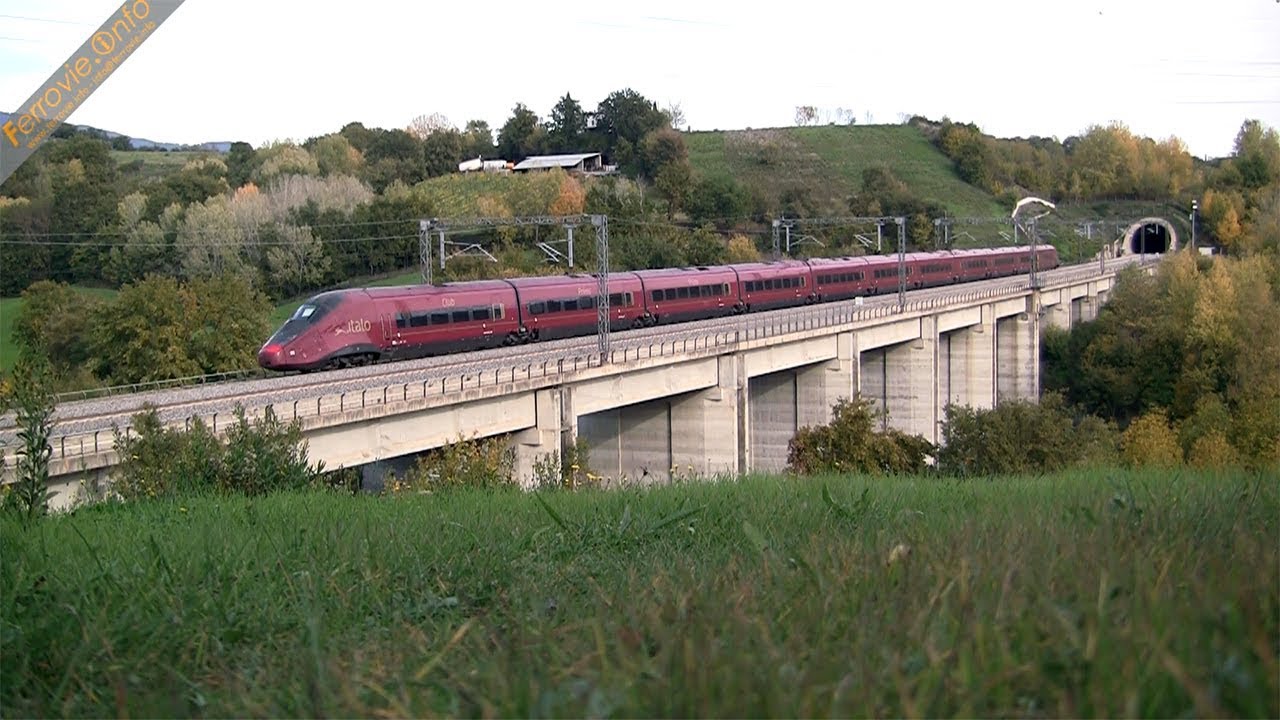 NTV Italo AGV 575 in corsa lungo la Direttissima Roma - Firenze