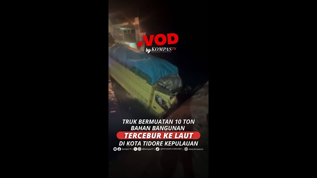 TRUK BERMUATAN 10 TON BAHAN BANGUNAN TERCEBUR KE LAUT DI KOTA TIDORE KEPULAUAN #short