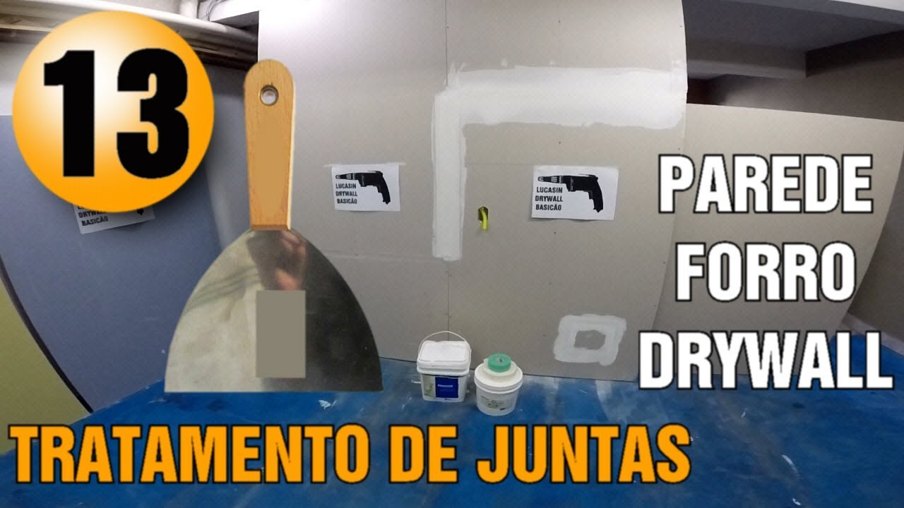 TRATAMENTO DE JUNTAS EMENDAS PAREDE E FORRO DRYWALL FITA DE PAPEL AULA 13
