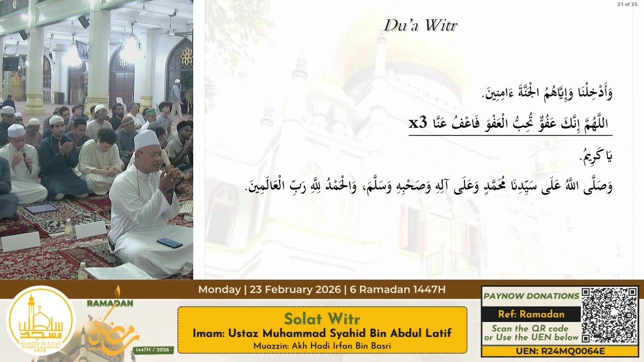 Solat Isya' & Tarawih || 23 February 2026 || 6 Ramadan 1447H
