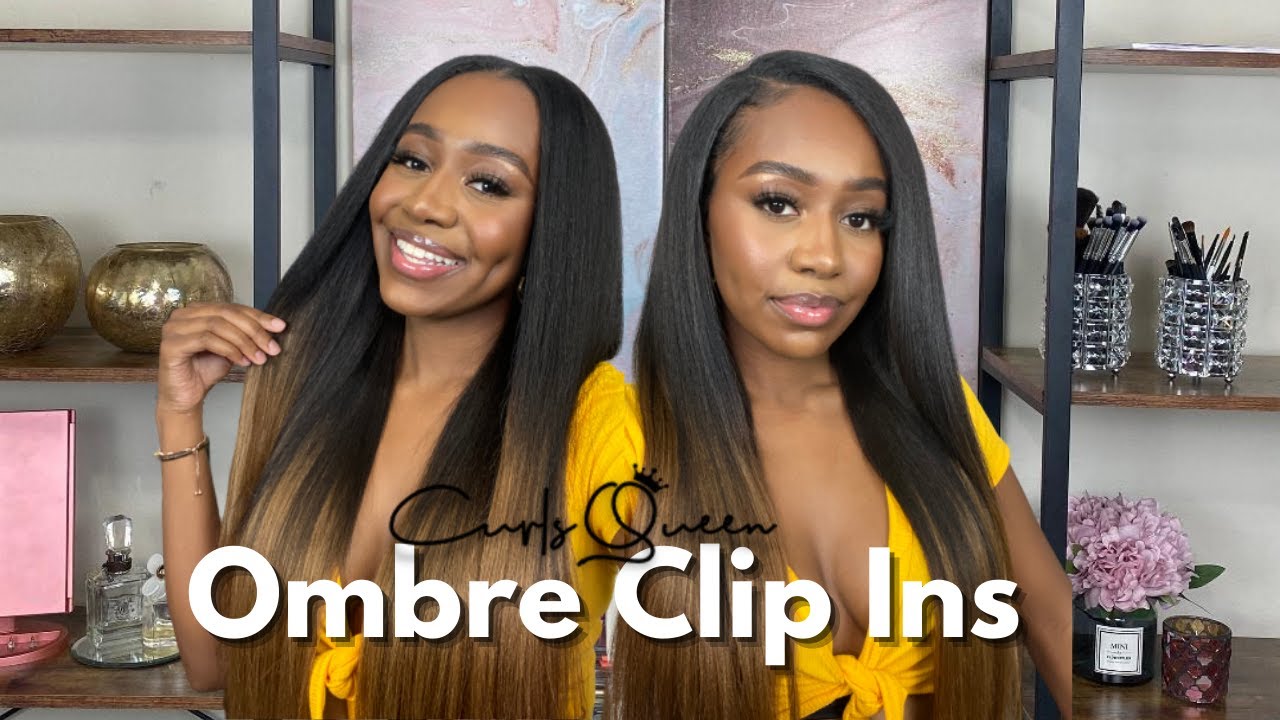 BEST COLORED CLIP INS | CURLS QUEEN LIGHT YAKI OMBRE CLIP INS | SEAMLESS BLEND | ALLABOUTASH