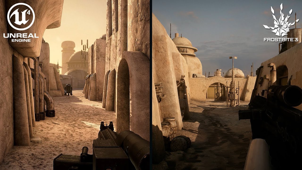 Mos Eisley: Docking Bay 94 vs Battlefront II Graphics Comparison 4K