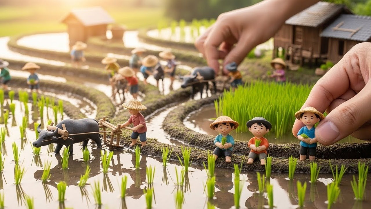 Miniature Rice Farming Village — Peaceful Clay Art Story in the Countryside