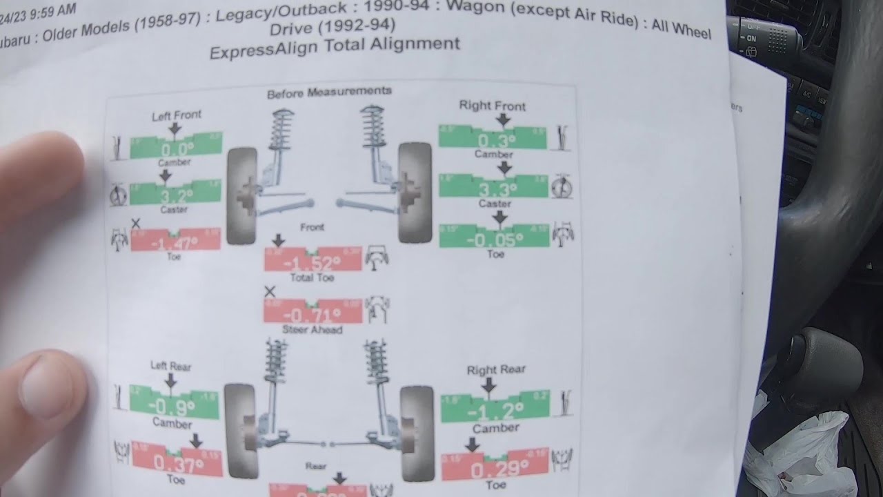 93 Subaru Legacy BF Wagon Alignment After Whiteline Suspension
