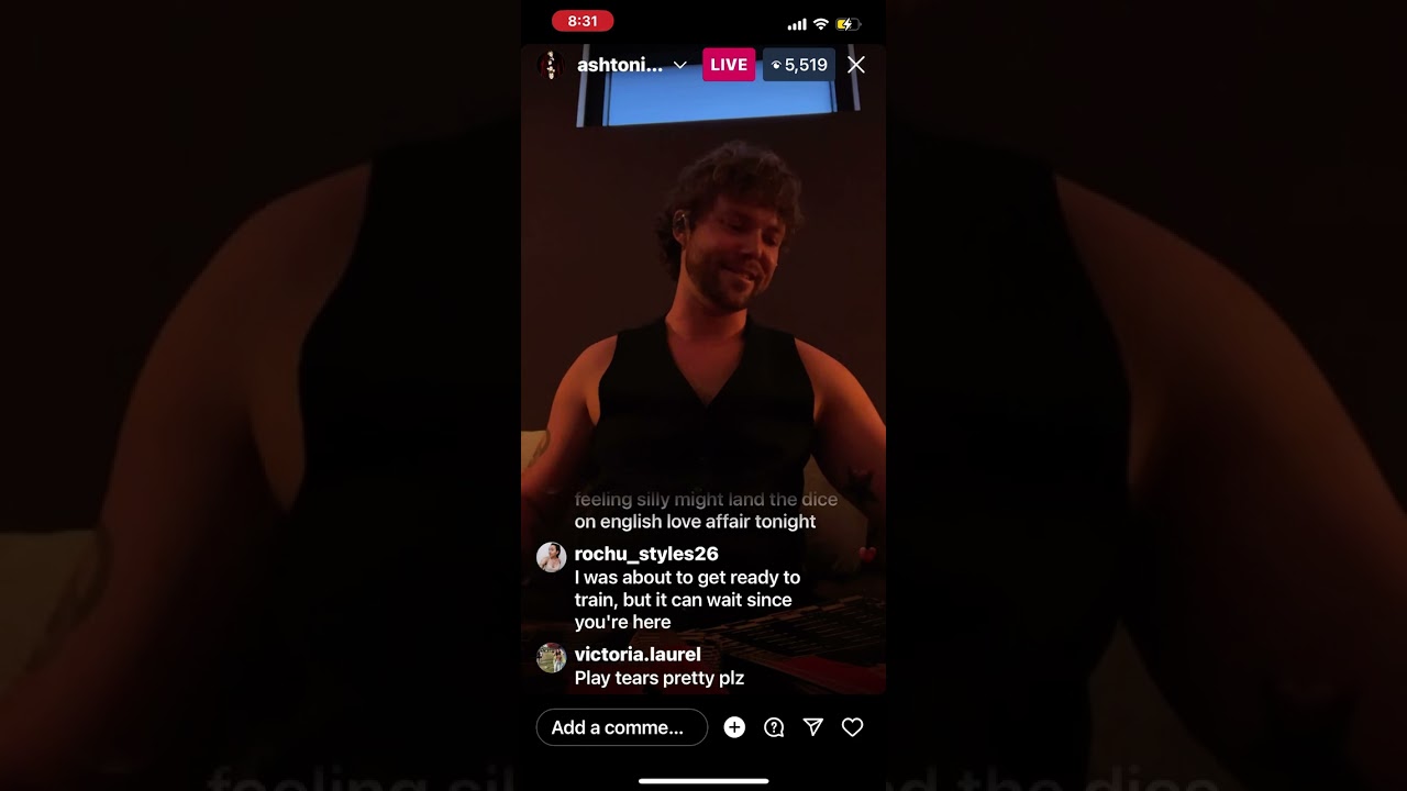 Ashton Irwin Instagram Live 8/30/23 before the Indianapolis 5sos show