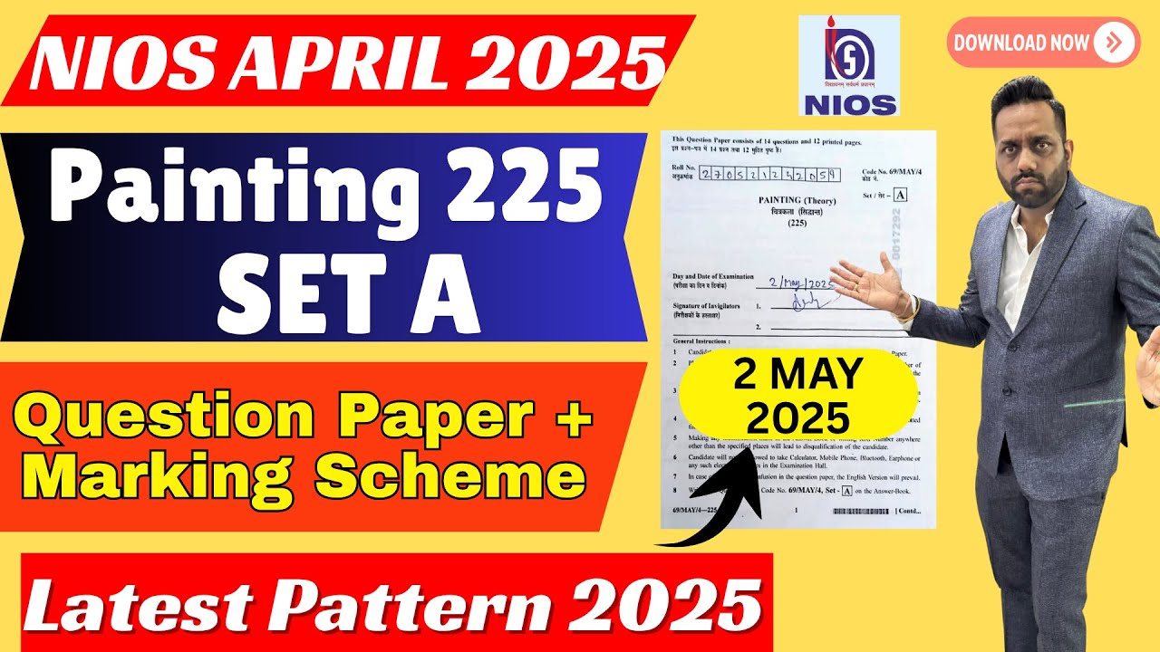 NIOS Painting 225 Question Paper | NIOS painting class 10th 2025 Set A Question Paper