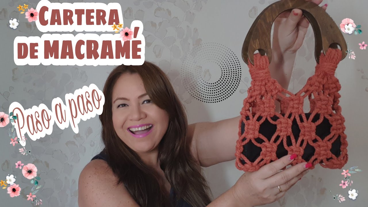 Cartera de Macramé paso a paso 👜👜 con asas de Madera (subtitulado)