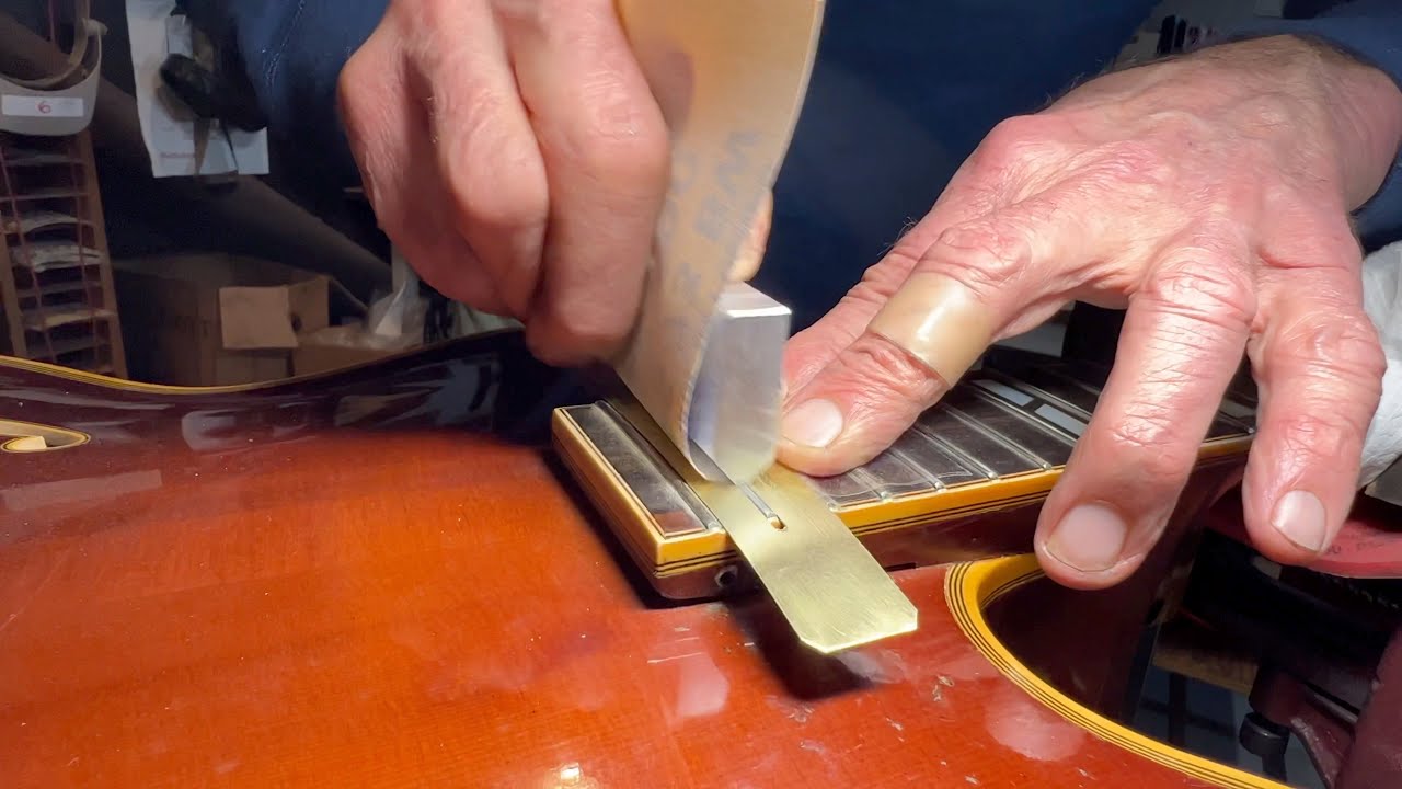 Ken Parker Archtoppery - Inspiration from the Masters - The D'Aquisto - Fret Work 3 Sanding
