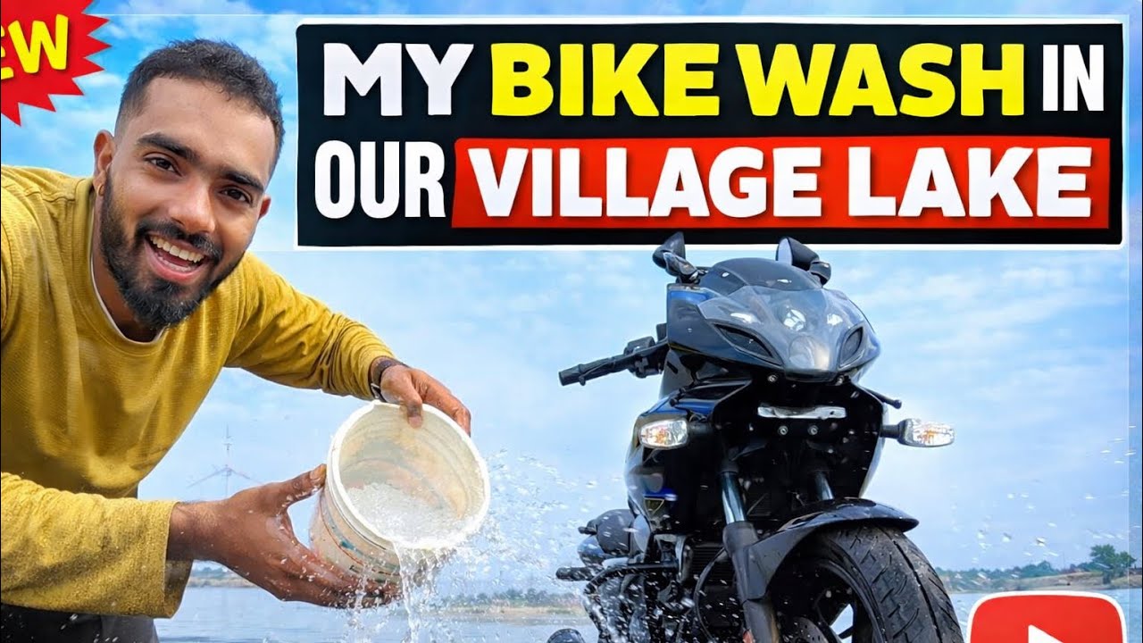 Washing My Bike in Our Village Lake 💦🏍️ | Village Life Vlog || 