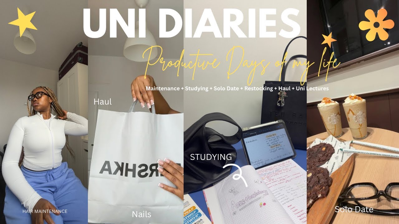 UNI DIARIES 💌: maintenance(hair +nails),clothing haul,STUDYING,solo date,restocking,uni lectures 📚🤍🌸