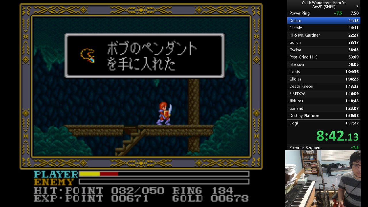 Ys 3: Wanderers from Ys (SNES/JP) any% speedrun in 1:34:43