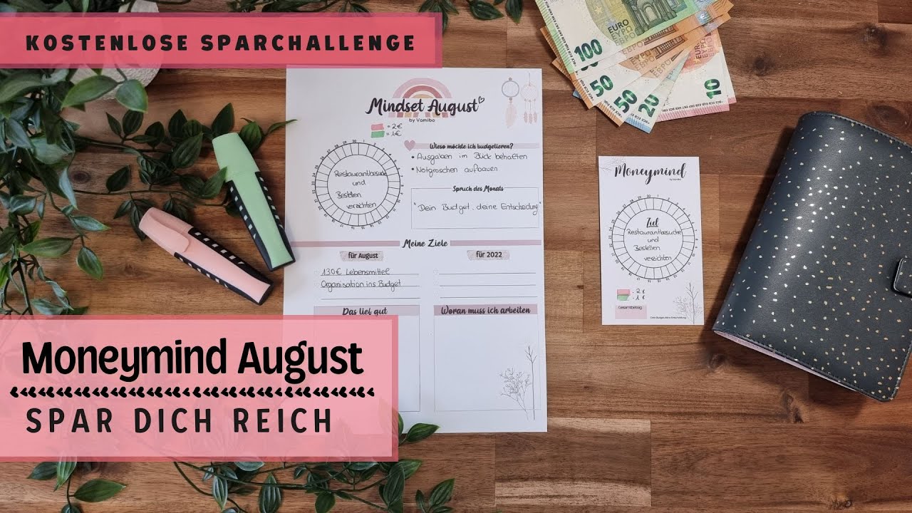 Moneymind - Spar dich Reich ☀️ I kostenlose Vorlage 😱 Monatliche Sparchallenge 💛I Umschlagmethode