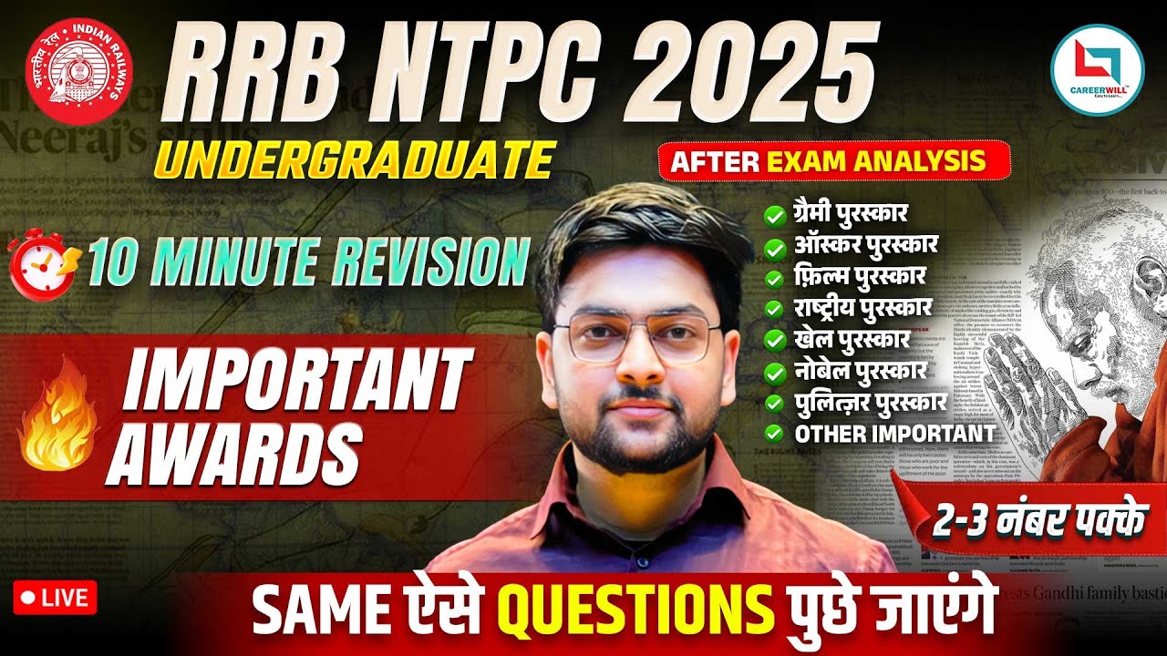 🔥 Awards and Honours 2025 | BEST Current Affairs for RRB NTPC | Exam Analysis Based Questions